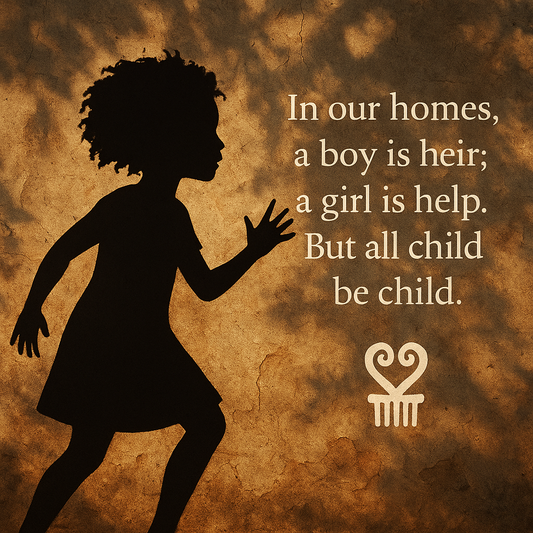 Silhouette of a young girl running beside a quote on gender roles and childhood equality