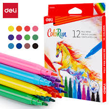 Deli ColoRun Felt Pens (12 in a pack)