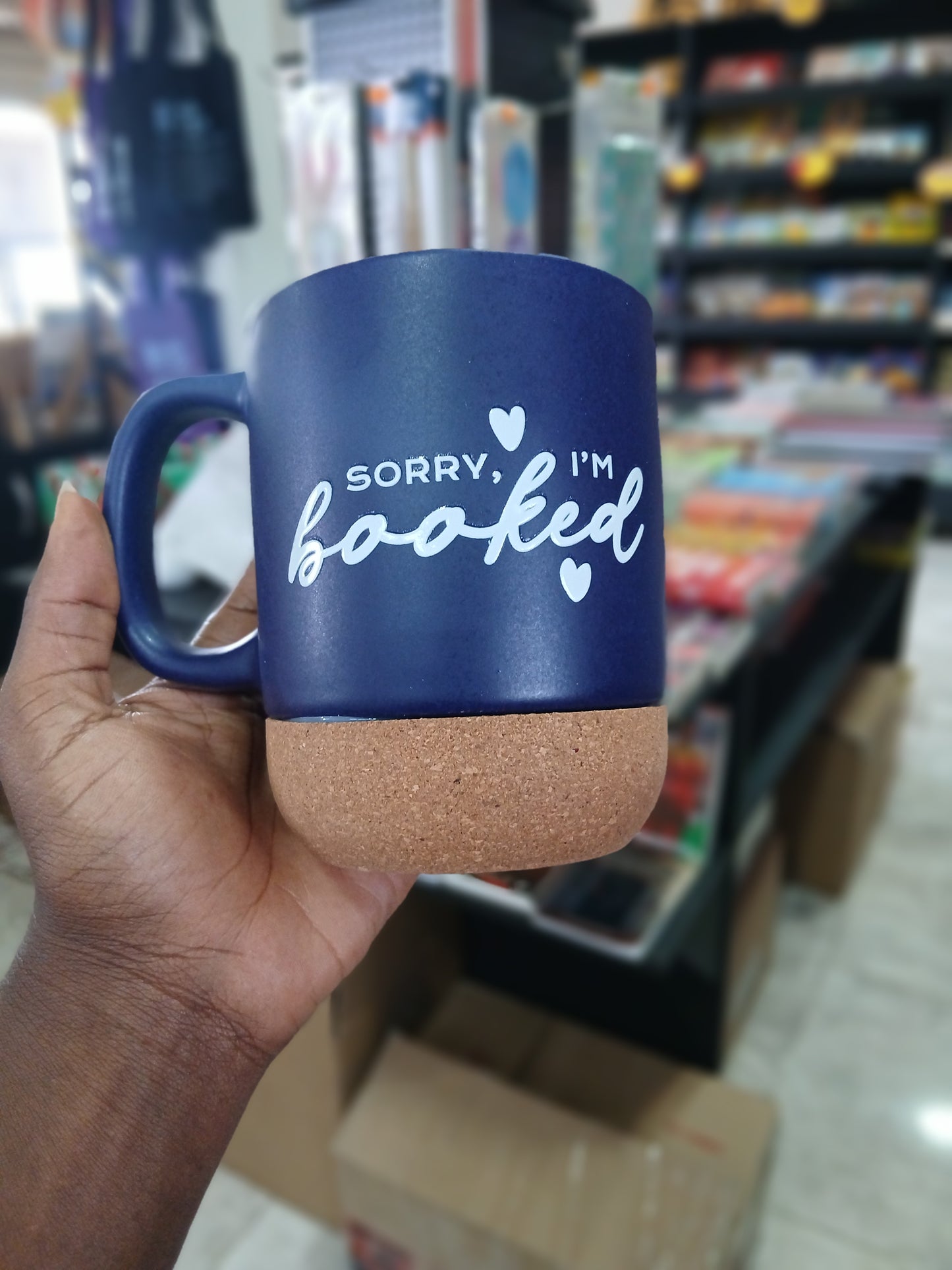 Cork Mugs (With 'Sorry I'm Booked' Inscription)
