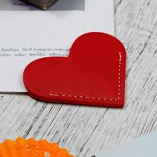 Heart shaped leather bookmark