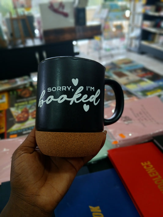 Cork Mugs (With 'Sorry I'm Booked' Inscription)