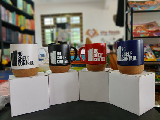 Cork Mugs (With 'No Shelf Control' Inscription)