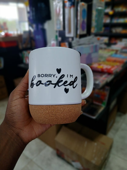 Cork Mugs (With 'Sorry I'm Booked' Inscription)