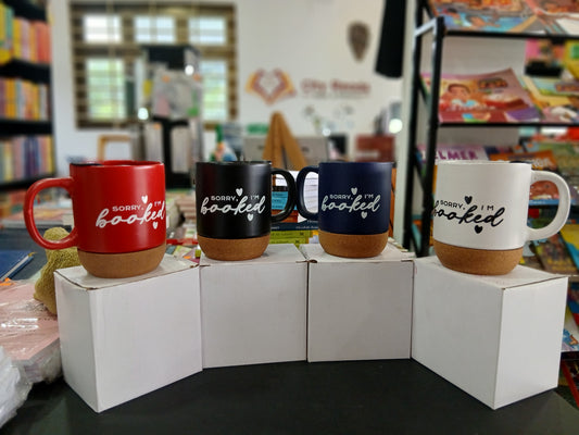 Cork Mugs (With 'Sorry I'm Booked' Inscription)